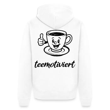 tea-motivated, teacup, tea, tea break, demotivated - Unisex Premium Organic Zip Hoodie - white - Back - Thijin (182cm)