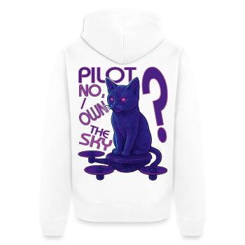 Futuristic Cat Drone Pilot – Sci-Fi Cats S - Unisex Premium Organic Zip Hoodie - white - Back - Thijin (182cm)