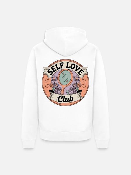 Selbstliebe Club Spiegel Badge - Unisex Premium Bio Zip Hoodie - Weiß
