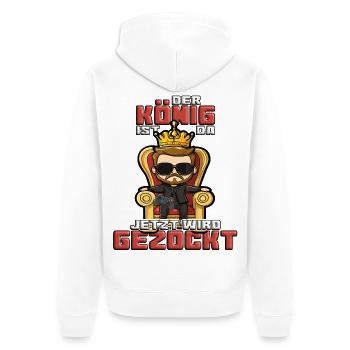 The king is here, now it's time to gamble - Unisex Premium Organic Zip Hoodie - white - Back - Thijin (182cm)