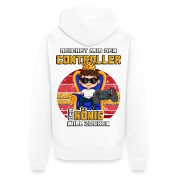 Hands me the controller the king wants to gamble - Unisex Premium Organic Zip Hoodie - white - Back - Thijin (182cm)