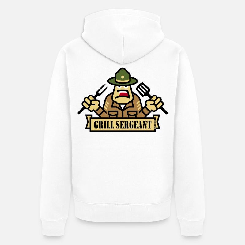Grill Sergeant (Grillades / BBQ / Barbecue) - Veste à capuche bio Premium Unisexe - blanc