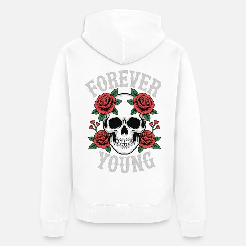 Roses de crâne éternellement jeunes - Veste à capuche bio Premium Unisexe - blanc
