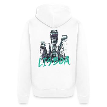 Ascenseur de Santa Justa de Lisbonne au Portugal - Veste à capuche bio Premium Unisexe - blanc - Dos - Thijin (182cm)