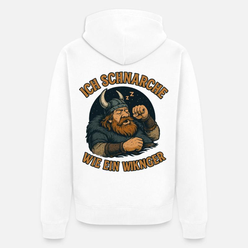 Ich schnarche wie ein Wikinger - Unisex Premium Bio Zip Hoodie - Weiß