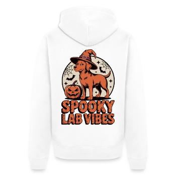 Spooky Foxred Labrador Halloween - Unisex Premium Organic Zip Hoodie - white - Back - Thijin (182cm)