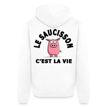 le saucisson c'est la vie humour - Veste à capuche bio Premium Unisexe - blanc - Dos - Thijin (182cm)