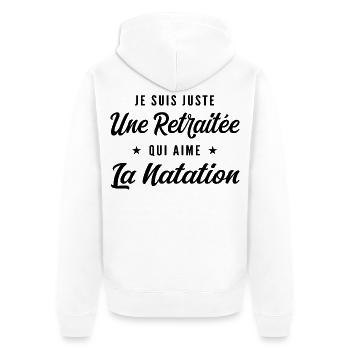Retraitée Nageuse Humour Cadeau Retraite - Veste à capuche bio Premium Unisexe - blanc - Dos - Thijin (182cm)