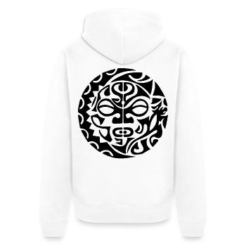 Polynesian Skull (Black) - Unisex Premium Organic Zip Hoodie - white - Back - Thijin (182cm)