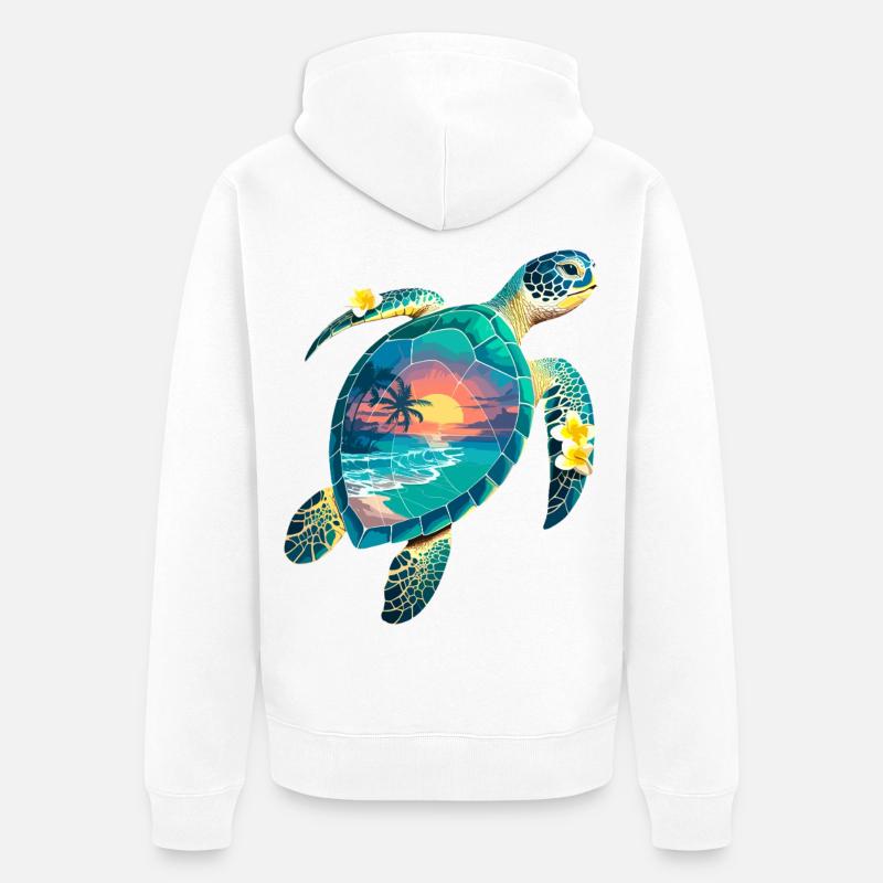 Turtle Waves Surf Turtle Surfer Turtles - Veste à capuche bio Premium Unisexe - blanc