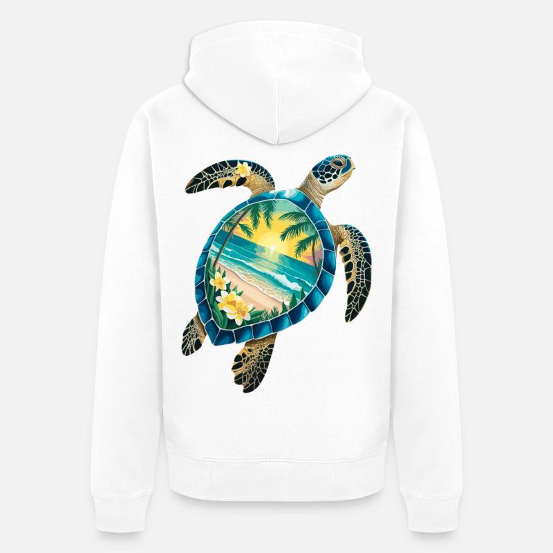 Turtle Waves Surf Turtle Surfer Turtles - Veste à capuche bio Premium Unisexe - blanc