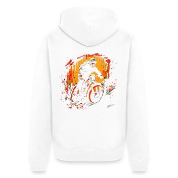 Mountainbiking Illustration - Unisex Premium Bio Zip Hoodie - Weiß - Hinten - Thijin (182cm)