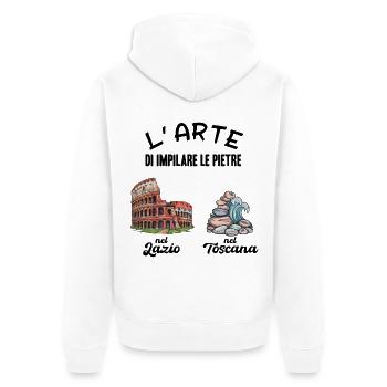 L’art d’empiler les pierres Humour Lazio - Veste à capuche bio Premium Unisexe - blanc - Dos - Thijin (182cm)