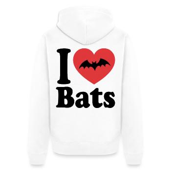 I Love Bats – Fledermaus-Liebhaber - Unisex Premium Bio Zip Hoodie - Weiß - Hinten - Thijin (182cm)