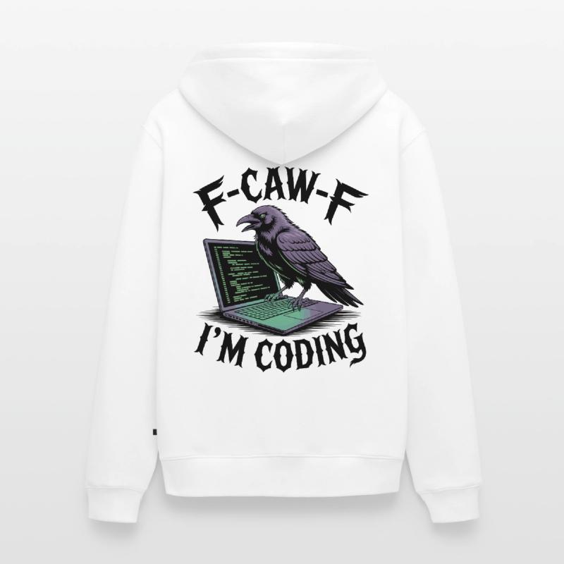 RabenCoder: Code Raven am Laptop Unisex Premium Bio Zip Hoodie