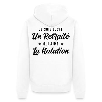 Retraité Nageur Humour Cadeau Retraite - Veste à capuche bio Premium Unisexe - blanc - Dos - Thijin (182cm)