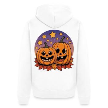 Laughing Halloween pumpkins - Unisex Premium Organic Zip Hoodie - white - Back - Thijin (182cm)