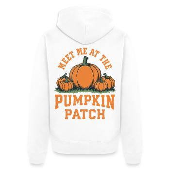 Triff mich im Kürbisbeet - Unisex Premium Bio Zip Hoodie - Weiß - Hinten - Thijin (182cm)