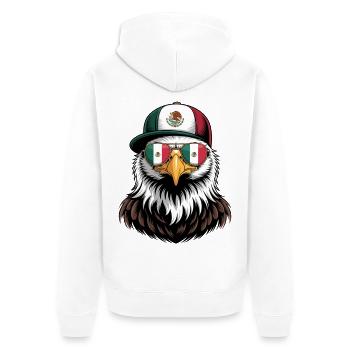 Mexican Eagle Retro Sunglasses - Unisex Premium Organic Zip Hoodie - white - Back - Thijin (182cm)