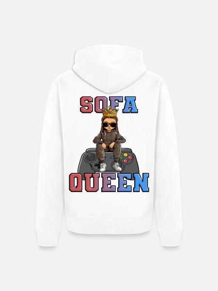 Sofa Queen - gaming zocken - Unisex Premium Bio Zip Hoodie - Weiß