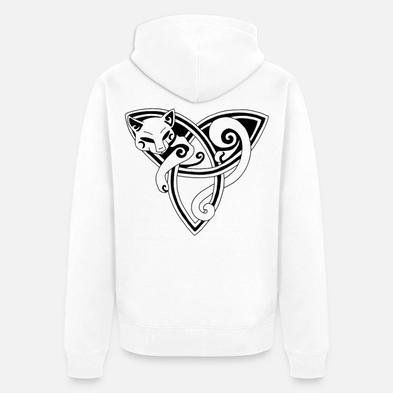 Chat noir et symbole celte - Veste à capuche bio Premium Unisexe - blanc