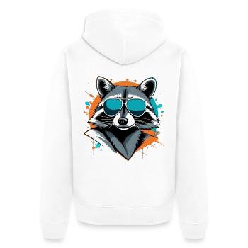 Raccoon with sunglasses street style - Unisex Premium Organic Zip Hoodie - white - Back - Thijin (182cm)