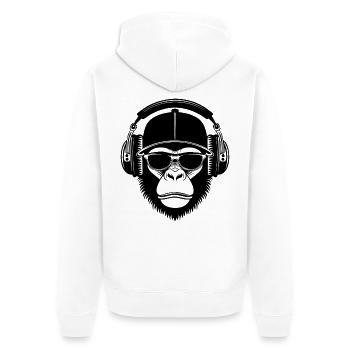 Groovy Nightclub Party Techno Monkey Head Chemise - Veste à capuche bio Premium Unisexe - blanc - Dos - Thijin (182cm)