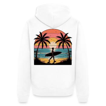 Sunset surfer on the beach - Unisex Premium Organic Zip Hoodie - white - Back - Thijin (182cm)