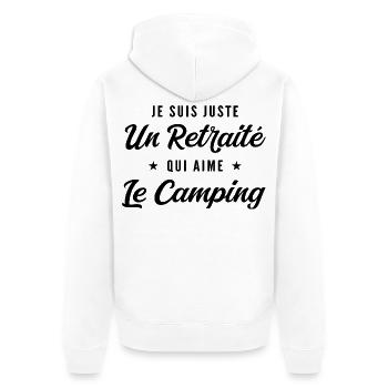 Retraité Campeur Humour Cadeau Retraite - Veste à capuche bio Premium Unisexe - blanc - Dos - Thijin (182cm)