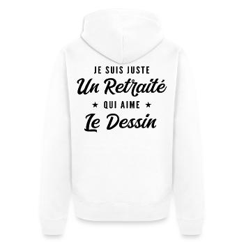Retraité Dessinateur Humour Cadeau Retraite - Veste à capuche bio Premium Unisexe - blanc - Dos - Thijin (182cm)