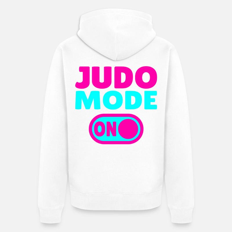 Judo Mode ON – Stärke, Disziplin & Kampfgeist - Veste à capuche bio Premium Unisexe - blanc