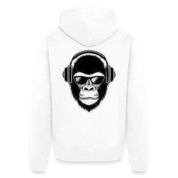 Relaxed Monkey Wireless Headphones Cafe Shirt - Unisex Premium Organic Zip Hoodie - white - Back - Thijin (182cm)