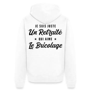 Retraité Bricoleur Humour Cadeau Retraite - Veste à capuche bio Premium Unisexe - blanc - Dos - Thijin (182cm)