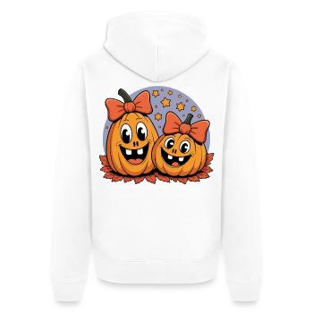 Pumpkin duo with bows cartoon - Unisex Premium Organic Zip Hoodie - white - Back - Thijin (182cm)