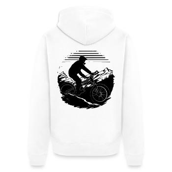 Mountainbiken - Unisex Premium Bio Zip Hoodie - Weiß - Hinten - Thijin (182cm)