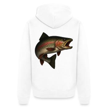Faszinierende Forelle Am Wasser - Unisex Premium Bio Zip Hoodie - Weiß - Hinten - Thijin (182cm)