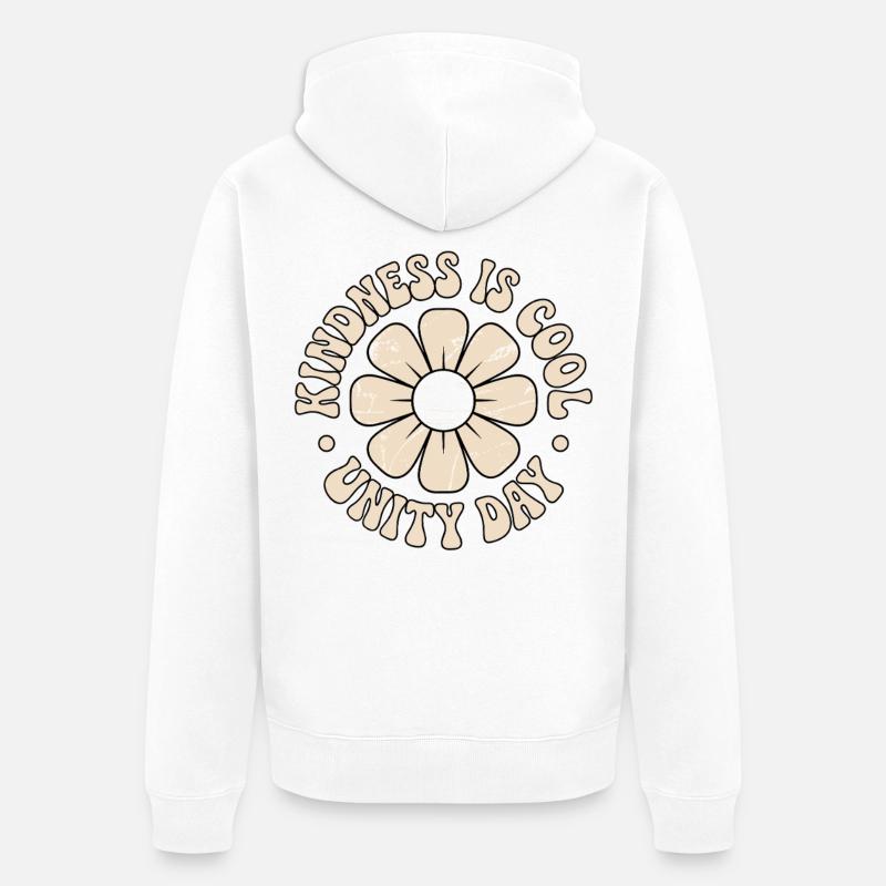 Gentillesse Unité Fleurs Message Postif - Veste à capuche bio Premium Unisexe - blanc