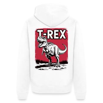 T-Rex Rotlandschaft Grafik - Unisex Premium Bio Zip Hoodie - Weiß - Hinten - Thijin (182cm)