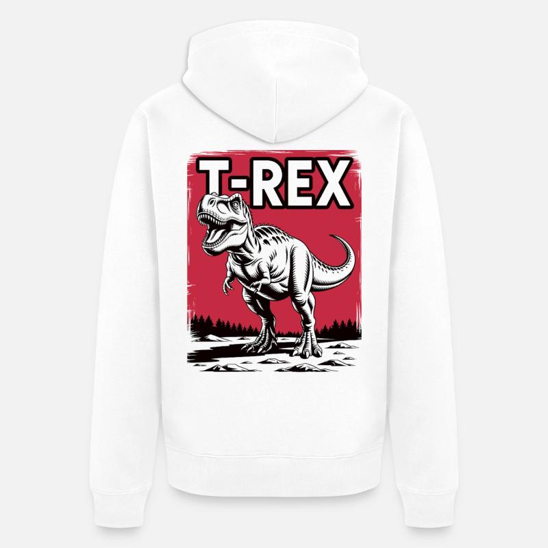 T-Rex Graphique Paysage Rouge - Veste à capuche bio Premium Unisexe - blanc