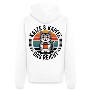 Kätzchen Kaffee Retro-Print - Unisex Premium Bio Zip Hoodie - Weiß - Hinten - Thijin (182cm)