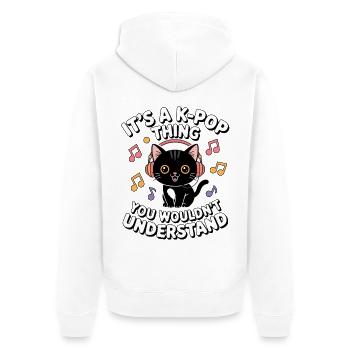 K-Pop Thing Lustig Korea Musik Anime - Unisex Premium Bio Zip Hoodie - Weiß - Hinten - Thijin (182cm)