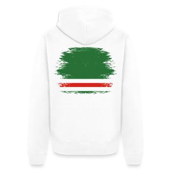 Tschetschenien Flagge used - Unisex Premium Bio Zip Hoodie - Weiß - Hinten - Thijin (182cm)