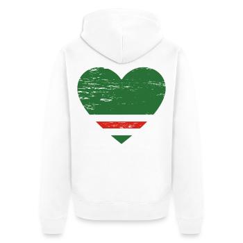 Tschetschenien Flagge Herz used - Unisex Premium Bio Zip Hoodie - Weiß - Hinten - Thijin (182cm)