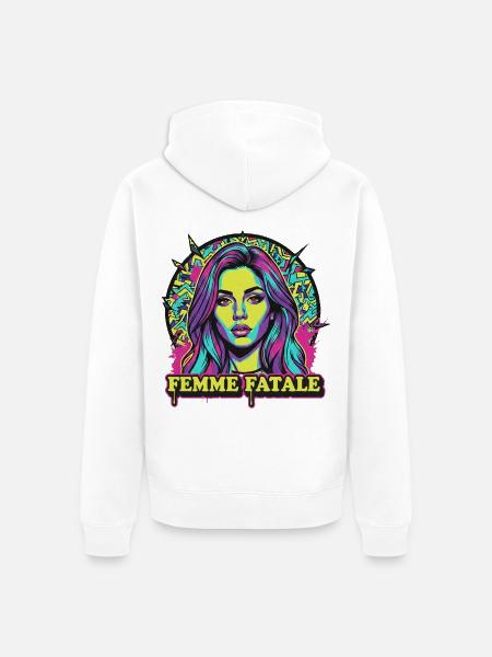 Femme Fatale Neon Pop Art - Unisex Premium Bio Zip Hoodie - Weiß