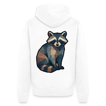 Geometrischer Waschbär Low Poly - Unisex Premium Bio Zip Hoodie - Weiß - Hinten - Thijin (182cm)