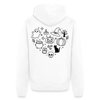 Halloween Heart (Color Changeable Personalize) - Unisex Premium Organic Zip Hoodie - white - Back - Thijin (182cm)