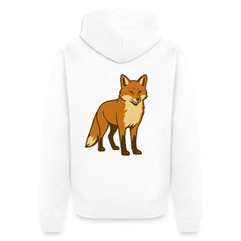 Playful Fox Cartoon - Unisex Premium Organic Zip Hoodie - white - Back - Thijin (182cm)