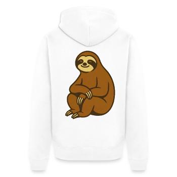 Faultier Kuschelcharme Illustration - Unisex Premium Bio Zip Hoodie - Weiß - Hinten - Thijin (182cm)