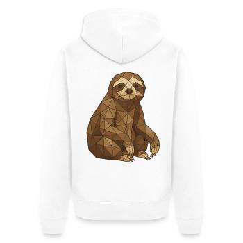 Paresseux géométrique Low-Poly - Veste à capuche bio Premium Unisexe - blanc - Dos - Thijin (182cm)