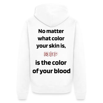 blood color - Veste à capuche bio Premium Unisexe - blanc - Dos - Thijin (182cm)